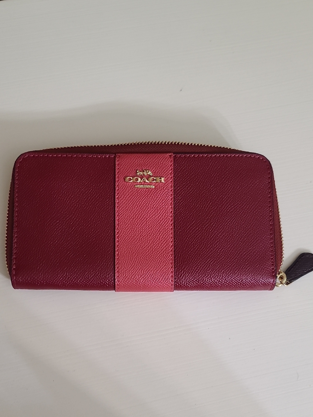 COACH Pink & Burgundy Zip-Around Leather Wallet - Picture 8 of 8